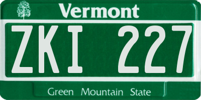 VT license plate ZKI227