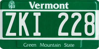 VT license plate ZKI228