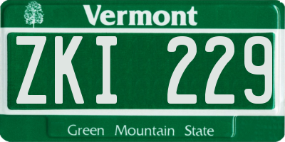 VT license plate ZKI229