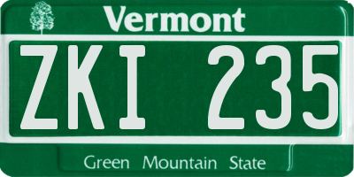 VT license plate ZKI235