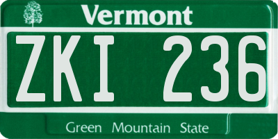 VT license plate ZKI236