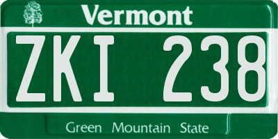 VT license plate ZKI238