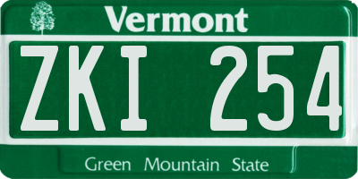 VT license plate ZKI254