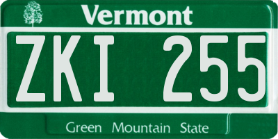 VT license plate ZKI255