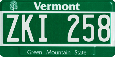 VT license plate ZKI258