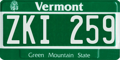 VT license plate ZKI259