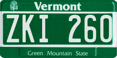 VT license plate ZKI260