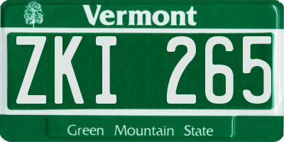 VT license plate ZKI265