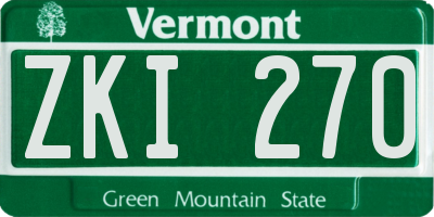 VT license plate ZKI270