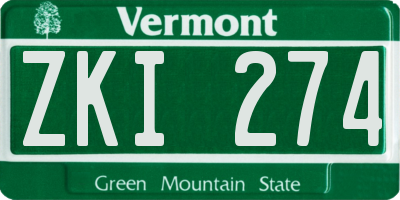 VT license plate ZKI274