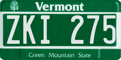 VT license plate ZKI275