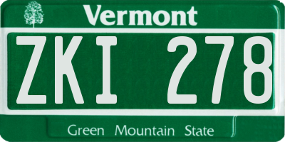 VT license plate ZKI278