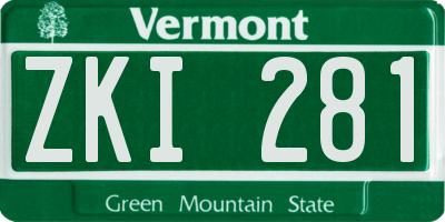 VT license plate ZKI281