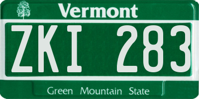 VT license plate ZKI283