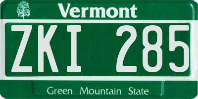 VT license plate ZKI285