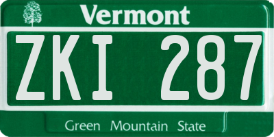 VT license plate ZKI287