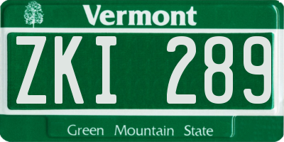 VT license plate ZKI289