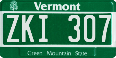 VT license plate ZKI307