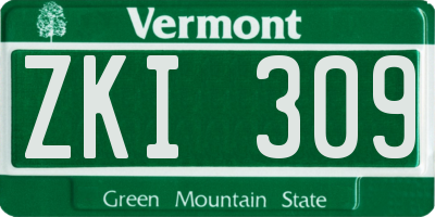 VT license plate ZKI309