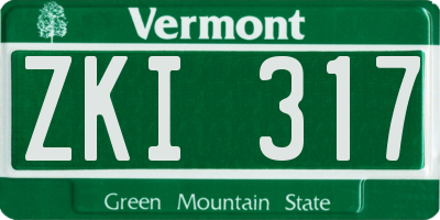 VT license plate ZKI317