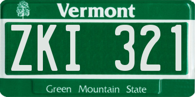 VT license plate ZKI321