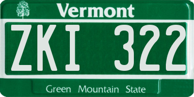 VT license plate ZKI322