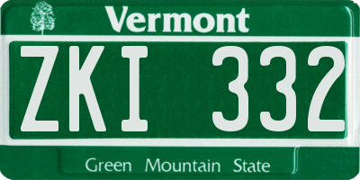 VT license plate ZKI332