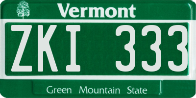 VT license plate ZKI333