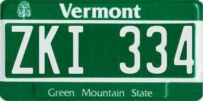 VT license plate ZKI334