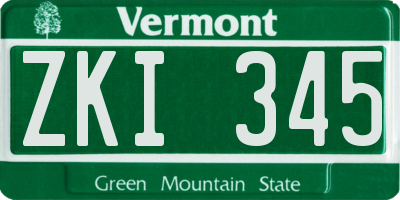 VT license plate ZKI345