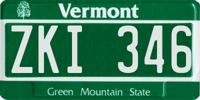 VT license plate ZKI346