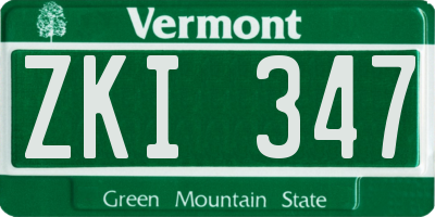 VT license plate ZKI347