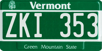 VT license plate ZKI353