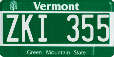 VT license plate ZKI355