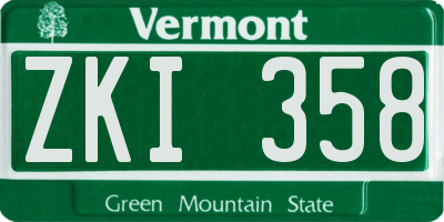 VT license plate ZKI358
