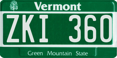 VT license plate ZKI360