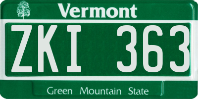 VT license plate ZKI363