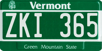 VT license plate ZKI365
