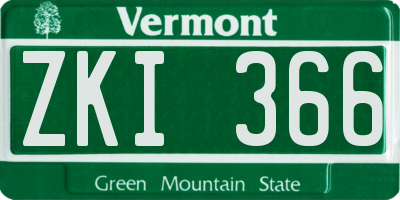 VT license plate ZKI366