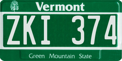 VT license plate ZKI374