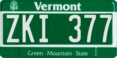 VT license plate ZKI377