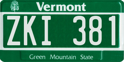 VT license plate ZKI381