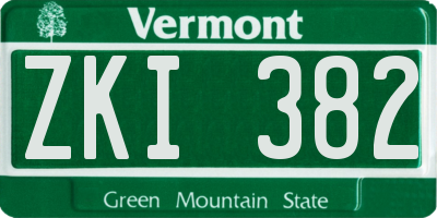 VT license plate ZKI382