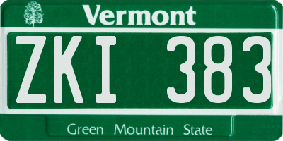 VT license plate ZKI383