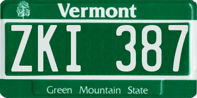 VT license plate ZKI387
