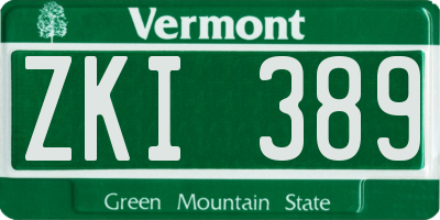 VT license plate ZKI389