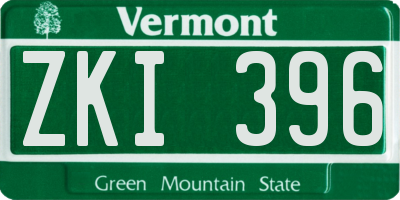 VT license plate ZKI396