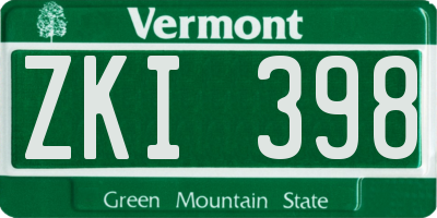 VT license plate ZKI398