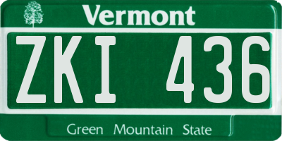 VT license plate ZKI436