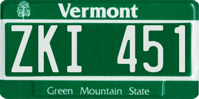 VT license plate ZKI451